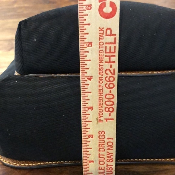 Dooney & Bourke Saddle Crossbody Black Canvas, Brown Distressed Leather - Picture 15 of 16